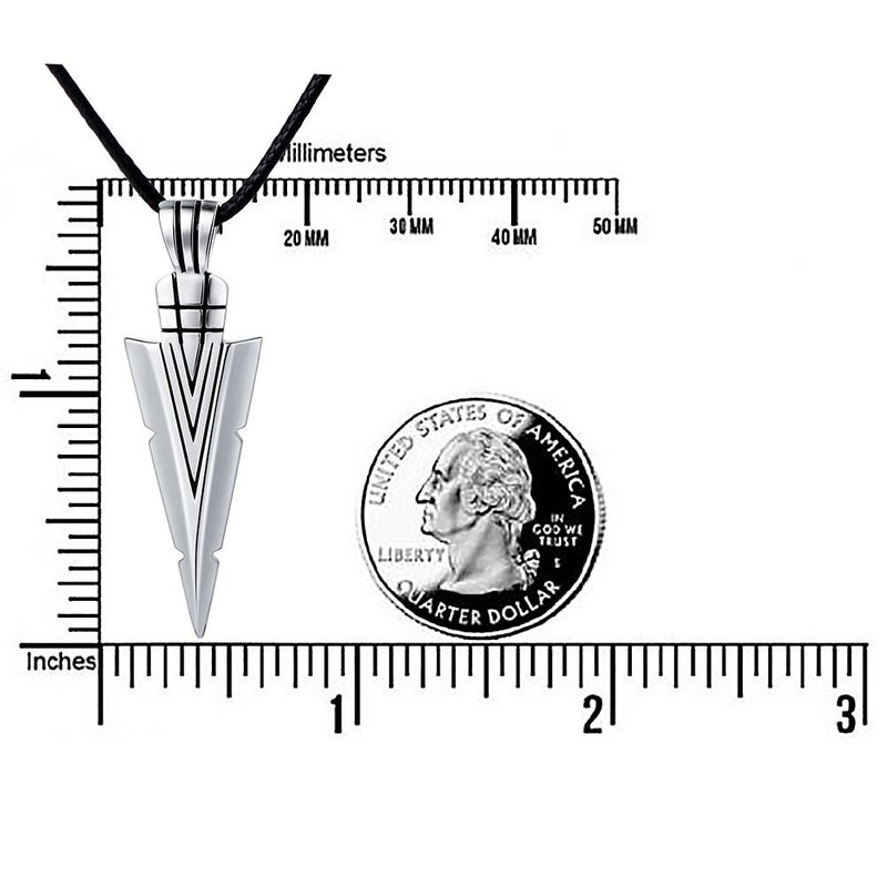 Alphm Men's 925 Sterling Silver Steampunk Arrow Arrowhead Cords Hip Hop Pendant Necklace Leather Chain - Image 4